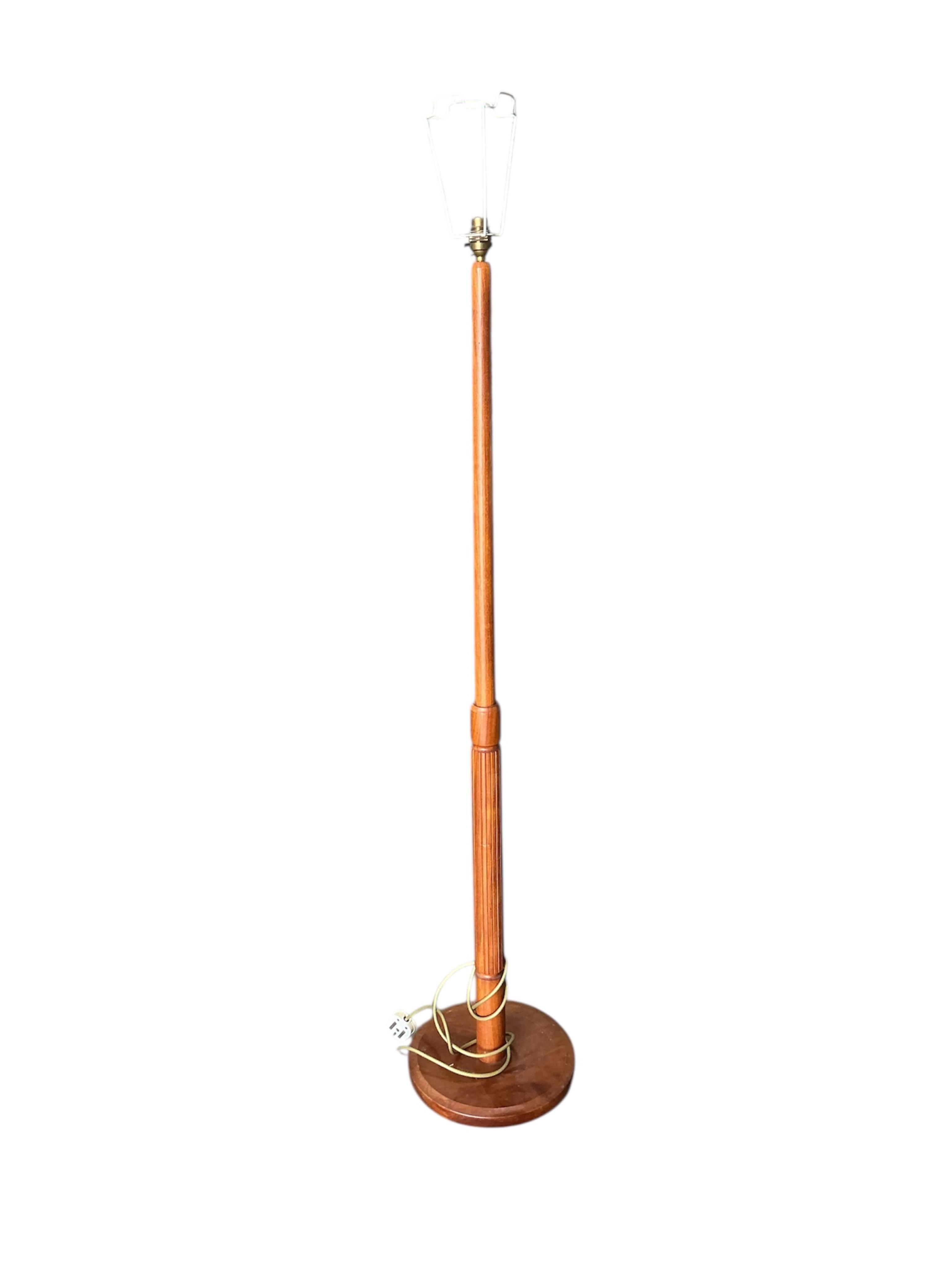 A Danish teak standard lamp, height 142cm